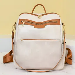 SYGA Women's Backpack With Printed Design, Crossbody Travel Bag (White)-picture-9