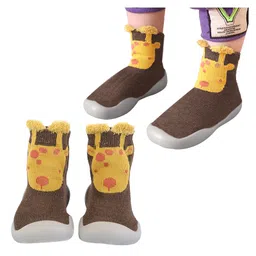 Bembika Giraffe Face Designed Applique Detailed Socks Shoe - Brown-picture-35
