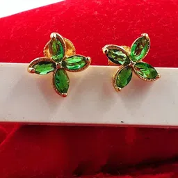 Anujeet Fashion Hub Gold-Plated Floral Shaped Artificial Stones Studs Earrings-image-42