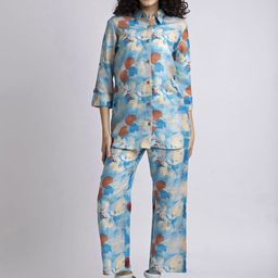 The Roadster Lifestyle Co Printed Collared Shirt & Trousers Co-Ord Set-image-24