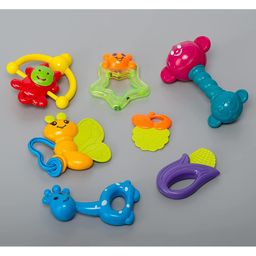YAMAMA Baby Safari Rattle Set with Teethers Colorful Non-Toxic Bell Cartoon Toy Educational Toy (Pack of 7  Design And Color May Vary) image 2