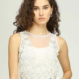 IZEL Women Lace Fitted Crop Top-image-12