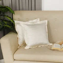 THE CONVERSION Cream-Coloured Set of 2 Square Cushion Covers-12