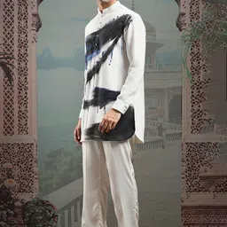ASUKA Frosted Euphoria Abstract Printed Thread Work Chanderi Silk Kurta With Trouser image 2
