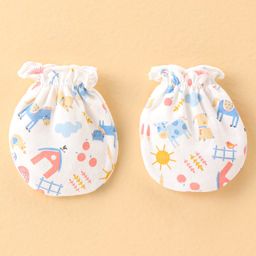 Ben Benny Interlock Farm Printed Cap Mitten & Booties Set White - Diameter 9 cm image 4