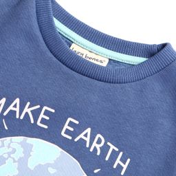 Lazy Bones Fleece Knit Full Sleeves Sweatshirt With Text Print - Navy Blue image 4