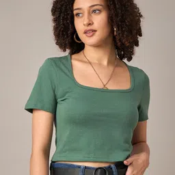 R.Code by The Roadster Life Co. Short Sleeves Cotton Crop T-shirt-image-71