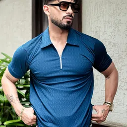 BENNY BROOKS Men Self Design Polo Collar Slim Fit T-shirt-picture-3