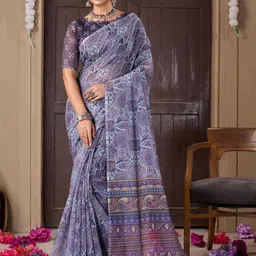 VS MALL Multicolored Floral Art Silk Saree-image-7