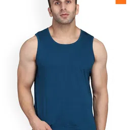 SLOWLORIS Pack Of 2 Round Neck Sleeveless Bio-Wash Cotton Gym Vests-picture-31