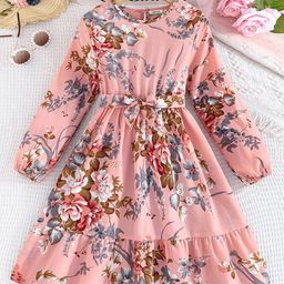 INCLUD Girls Floral Printed Puff Sleeve Fit & Flare Midi Dress-image-32