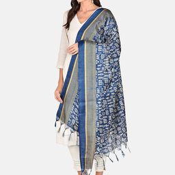 Dupatta Bazaar Blue & White Printed Dupatta image 4
