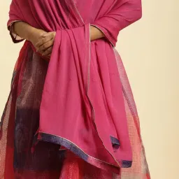 W Pink Plain Dupatta image 5