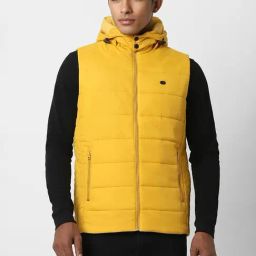 Peter England Yellow Regular Fit Quilted Hooded Jacket-image-13