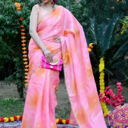 Indi Inside Pink Printed Saree With Unstitched Blouse-picture-31