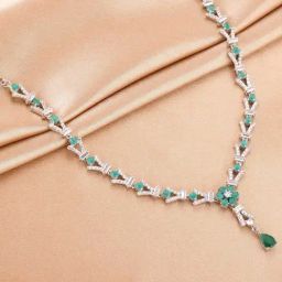 GIVA 92.5 Sterling Silver Green Carnation Opera Necklace for Women-image-21
