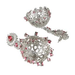 Aatmana Silver-Plated Ruby American Diamond Studded Handcrafted Necklace Set with Maang Tikka image 5