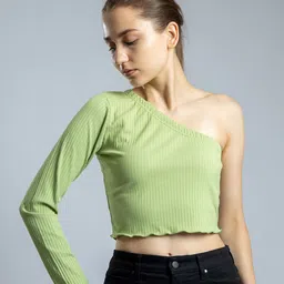 Redamancii Women Vertical Striped One Shoulder Top-picture-11