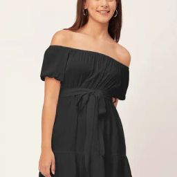 Moomaya Black Regular Fit A Line Dress-image-85