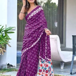 Munir Floral Pure Cotton Ikat Print Saree-image-41