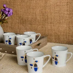 SONAKI White Bone China Coffee Mugs (180 ml) - Set of 6-image-8