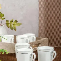 SONAKI White Bone China Coffee Mugs (130 ml) - Set of 6-image-40