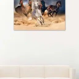 999store Brown & Beige Horse Herd Run In Desert Sand Storm Canvas Painting-image-81