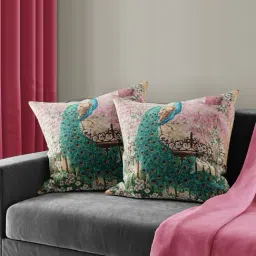 Bianca Ruyal Green & Pink Microfibre Medium Cushion Cover - Set of 2-24