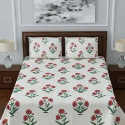 Living Roots Multicolor Jaipuri Printed Cotton Bed Sheet with 2 Pillow Cover-image-87