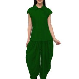 PATRORNA Dark Green Shirt With Dhoti Pants-image-1