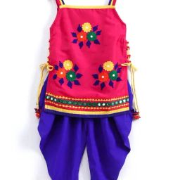 TWISHA Kids Pink & Blue Embroidered Kurta with Dhoti-image-60