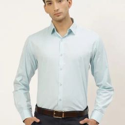 Sojanya Blue Cotton Regular Fit Self Pattern Shirt-image-79
