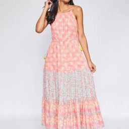 Global Desi Pink Floral Print Dress-image-36