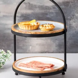 Nestroots Two Tier Cake Stand Round Serving Platter Table Buffet Organizer for Kitchen Restaurant-2