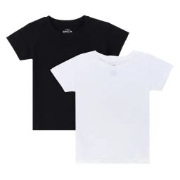 Dyca Kids White & Black Solid T-Shirt (Pack Of 2)-image-24