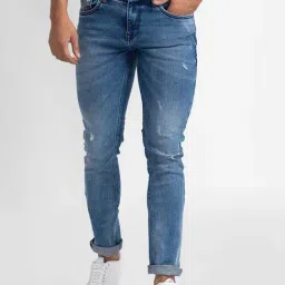 Spykar Blue Slim Fit Distressed Jeans-picture-46