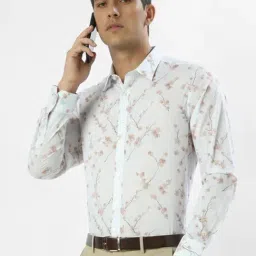 Louis Philippe White Cotton Slim Fit Floral Print Shirt-picture-39