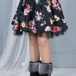 Dress My Angel Kids Black & Pink Floral Print Skirt-image-21