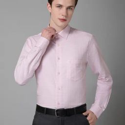 Cantabil Pink Cotton Regular Fit Checks Shirt-image-87