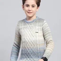 Monte Carlo Boys Multi Colored Wool Blend Self Sweater image 1