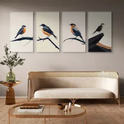 Nestroots Serene Bird Multi Frame Solid Canvas Wall Painting - Set of 4 image 1
