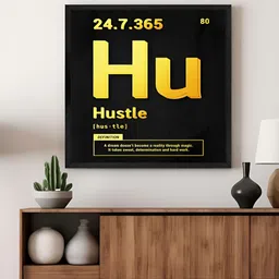 999Store Black & Gold Toned Hustle Printed Canvas Wall Art-image-11
