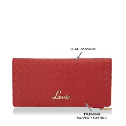 Lavie Bot Safain Red Textured Bi-Fold Wallet for Women image 5