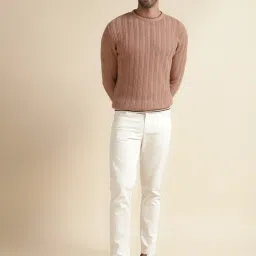Andamen Khaki Regular Fit Self Pattern Pullovers image 5