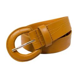 BELWABA Tan Textured Leather Casual Belt for Women-image-57