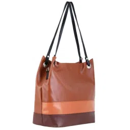 Toteteca Tan Color Block Medium Tote Handbag image 5