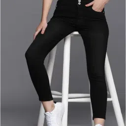 Allen Solly Black Cotton High Rise Jeans-picture-3