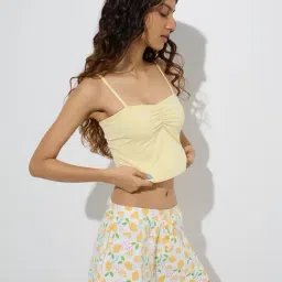 Superstar by Westside Yellow Ruched Cotton-Blend Camisole-image-33