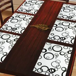 Aura 6Pcs White & Black Printed Table Placemats-image-37