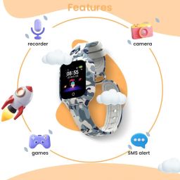 Turet Smartwatch for Kids with Camera, Games, Recorder, Sim Enabled 2-Way Calling (Black) image 5